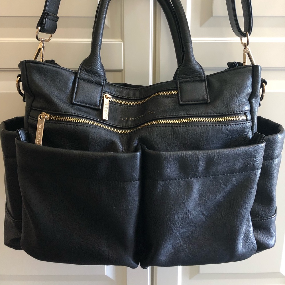 Honest leather diaper bag